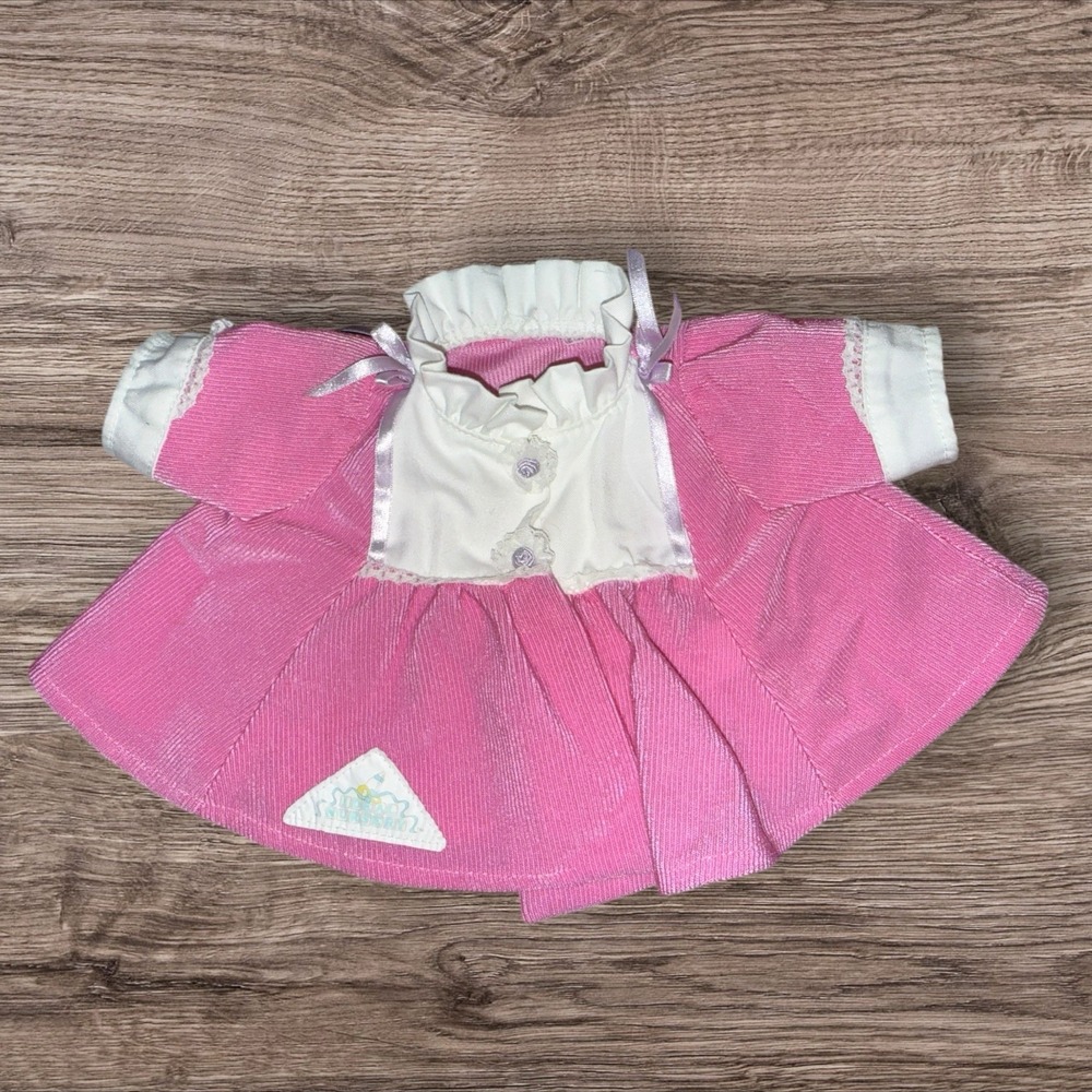 Vintage Ideal Nursery Doll Dress Pink Corduroy White Collar 1990
